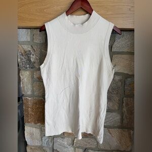 COS mock neck Sleeveless Cream long Top silk/cotton blend size L